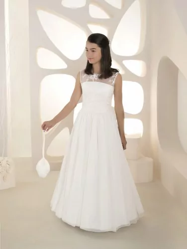 Robe de Communion Blanche sans manches